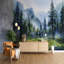Murale aquarelle Misty Evergreen Forest-2095993095