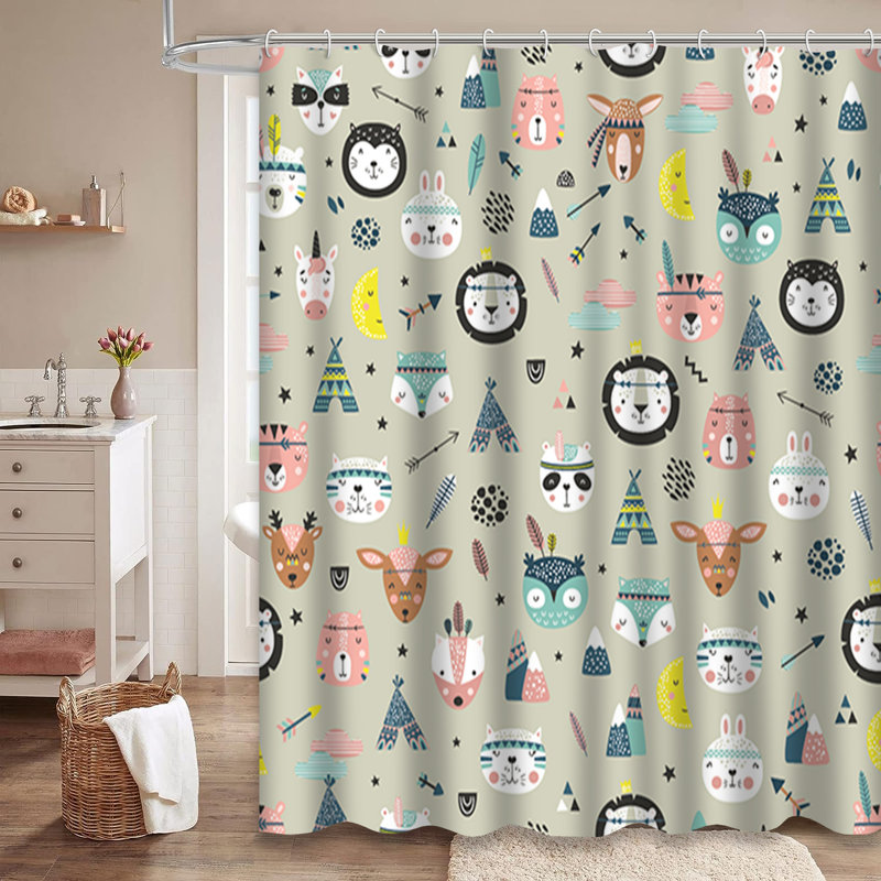 Rideau de douche avec 12 crochets, L 72 po x l 78 po