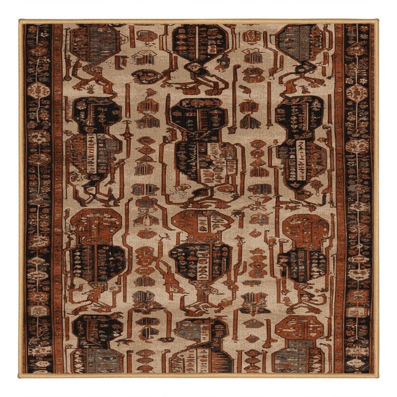 Tapis brun turc lavable à la machine, Carré 4 pi