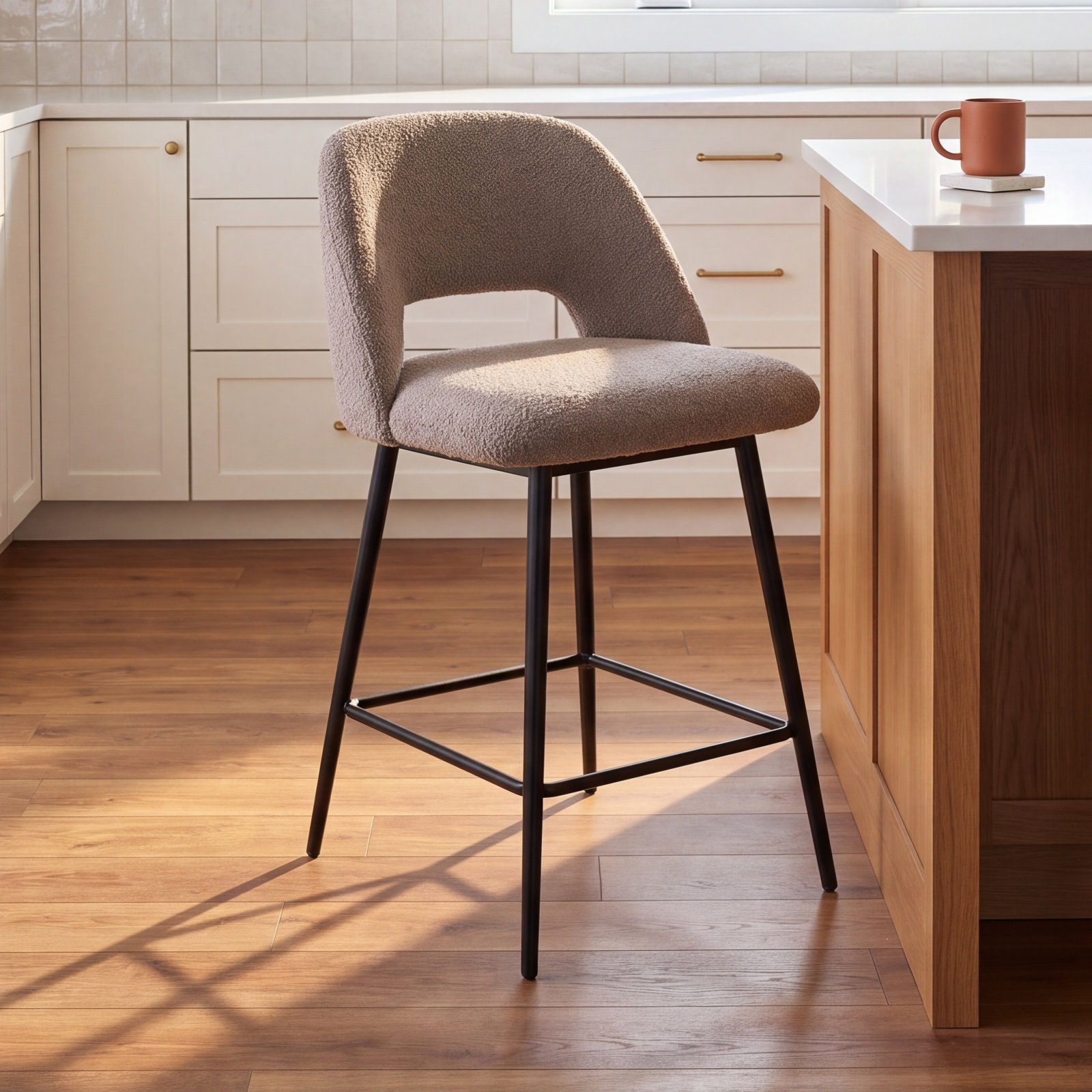 Valdez Bar and Counter Stool, Gray Boucle, Counter Height (23” Seat Height)