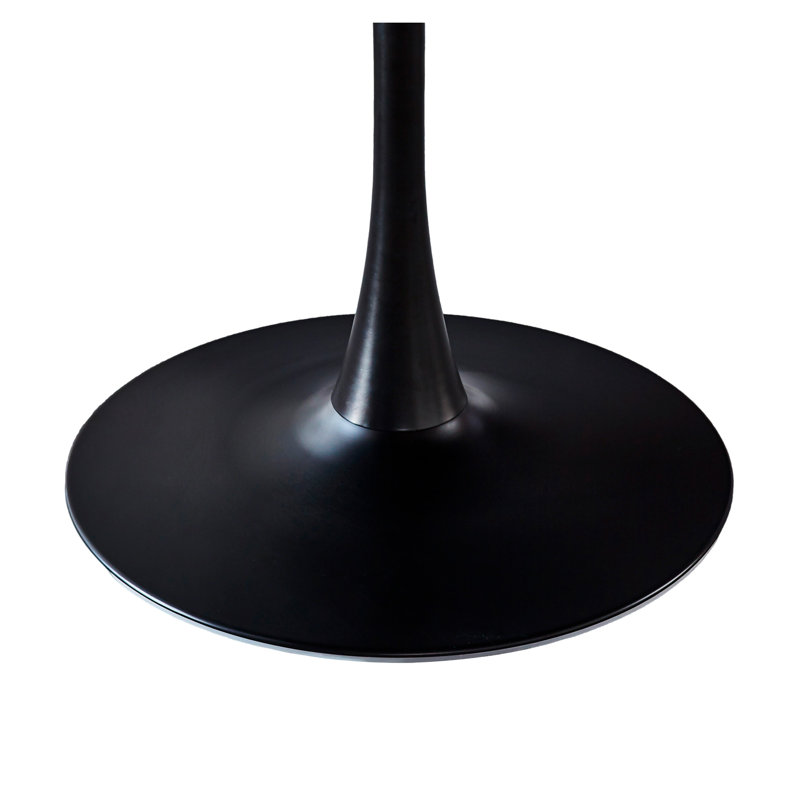 Table de salle à manger 42,1 po Mid-Century, H 28,74 po x L 42,12 po x l 42,12 po, Noir, Noir