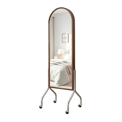 Arched Full Length Mirror with Storage Shelves & Wheels