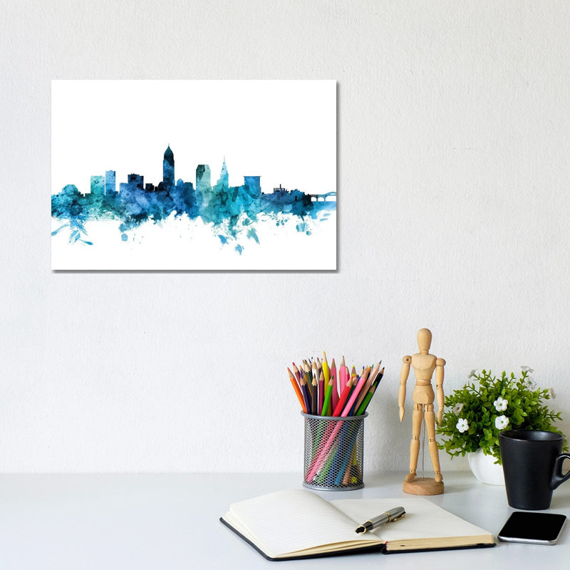 Cleveland, Ohio Skyline by Michael Tompsett - 1 Piece Wrapped Canvas Wall Art, 20.32 cm H x 30.48 cm W