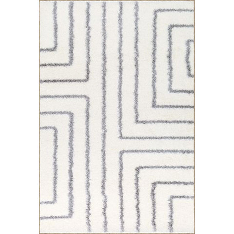 Tapis rayé à motif géométrique lavable, Carré 4 pi 11 po