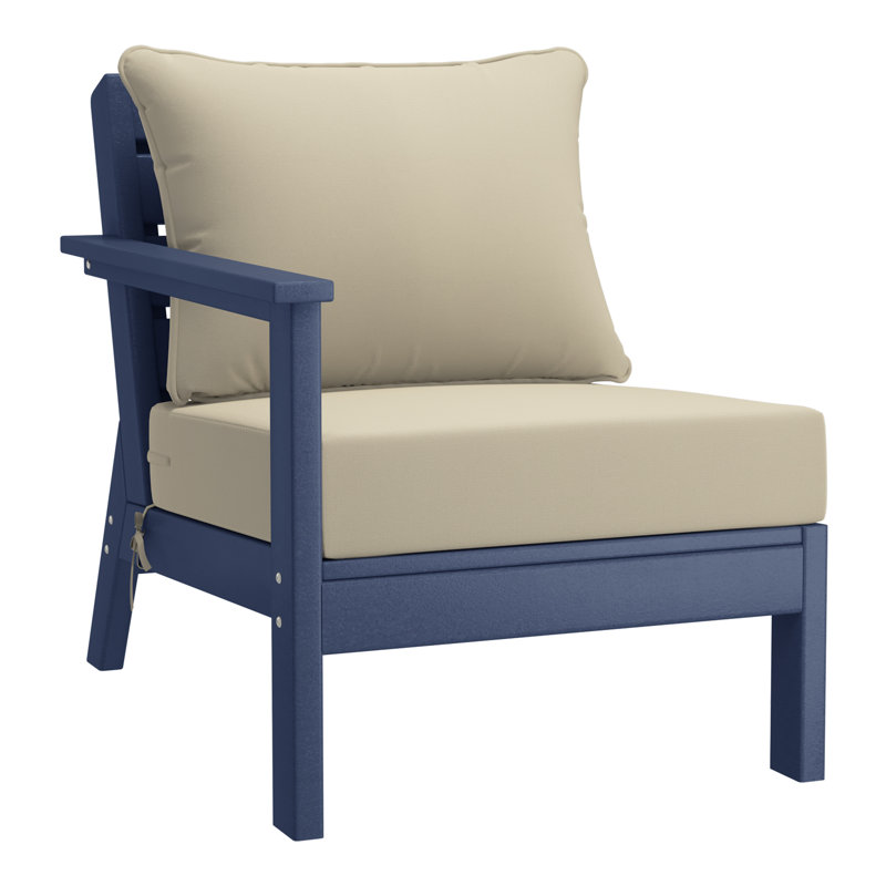 Chaise avec accoudoirs profonds à gauche avec coussins, Beige, Marine
