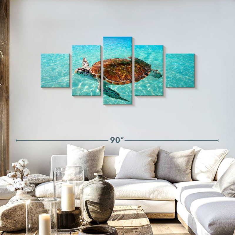 Brampt Cancun Beach Turtle, 30" H x 68" W