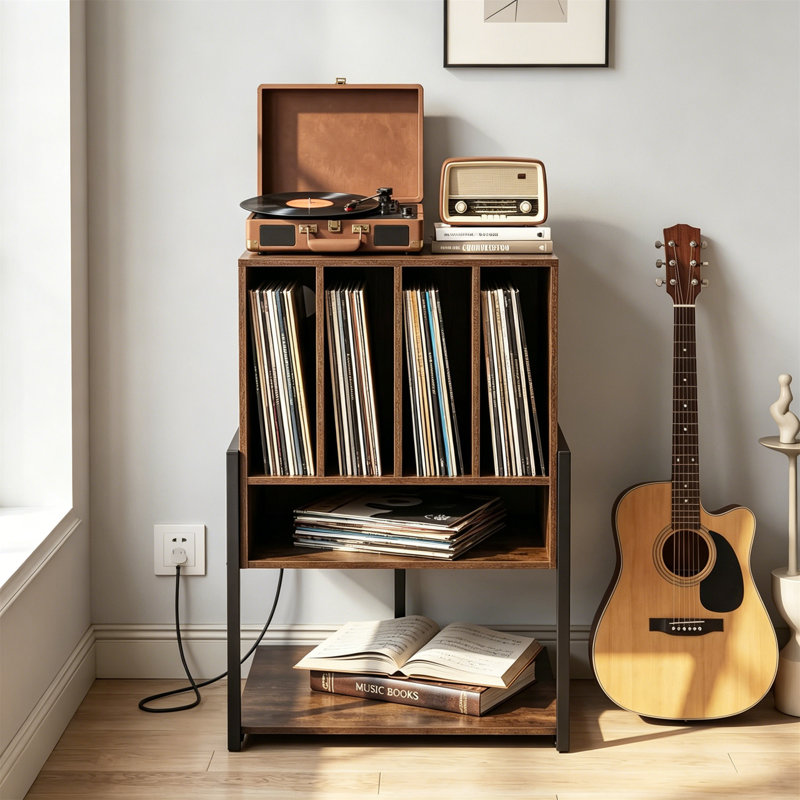 MDF 76.5cm H Media Shelves, Rustic Brown