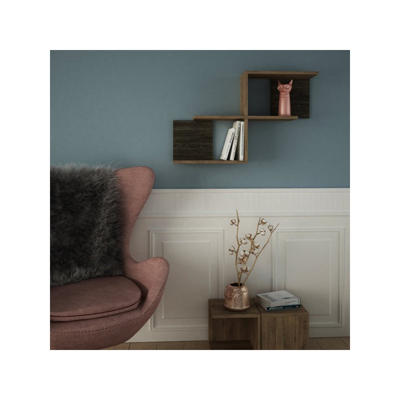 Kishore 2 Piece Cube Shelf, Light Walnut