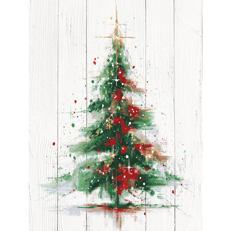 Abstrait arbre des Fêtes, art mural sur toile tendue, H 16 po x l 12 po