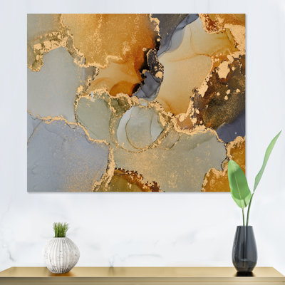 " Brown And Black Luxury Abstract Fluid Art "