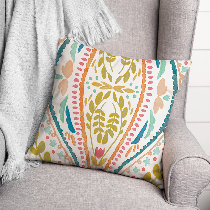 Housse et insert de coussin extérieur d'extérieur, Jaune, Floral 2