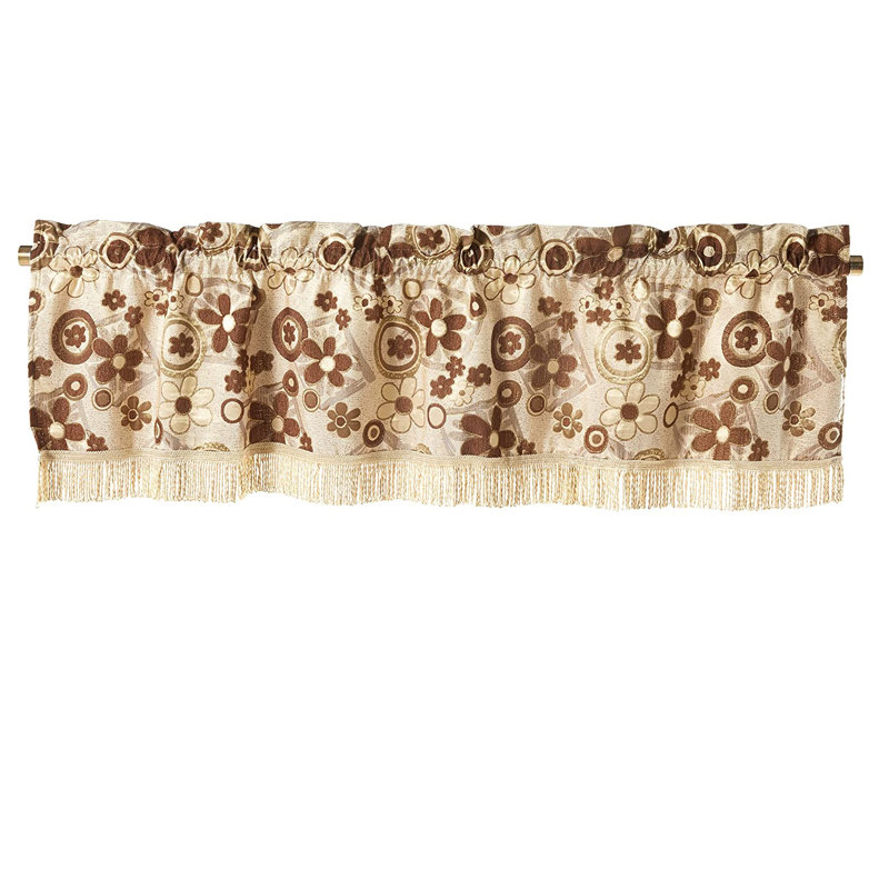Merlene Floral Tailored Window Valance, Brown / Gold