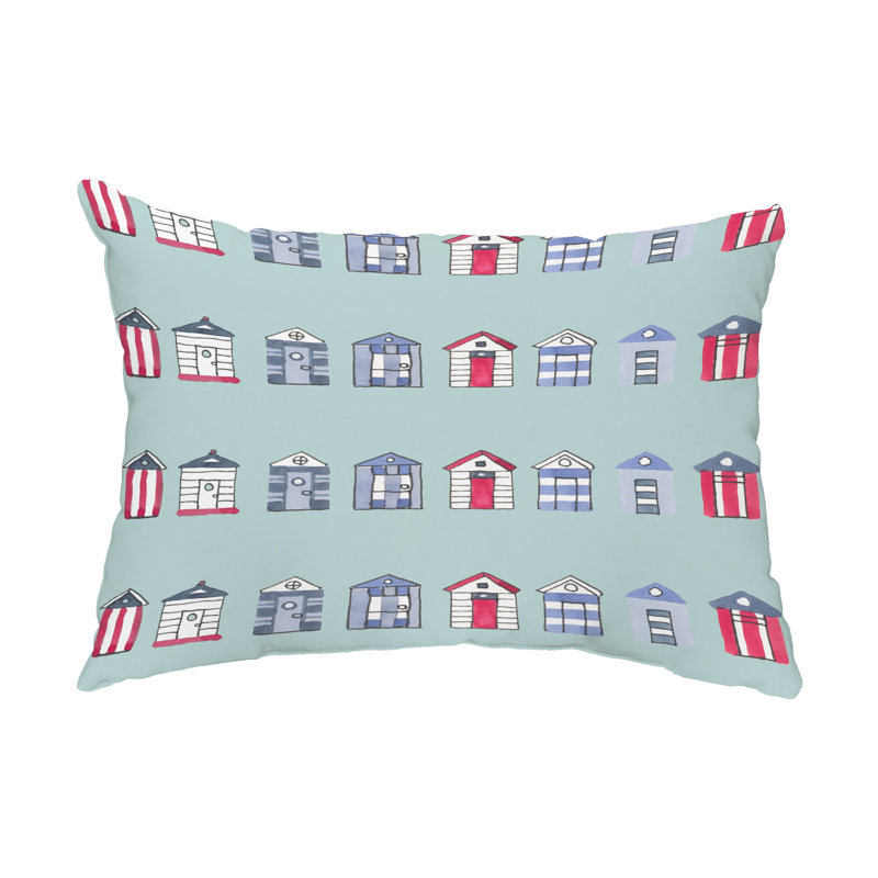 Outdoor Reversible Throw Pillow, Aqua