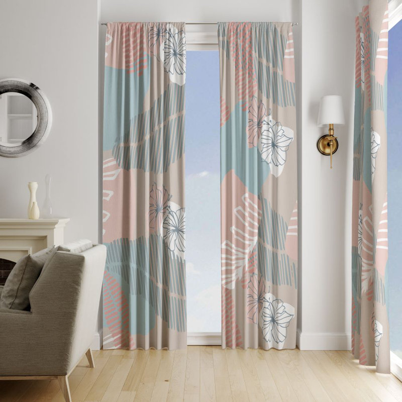 Panneau de rideau simple semi-transparent floral, L 40 po x L 82 po