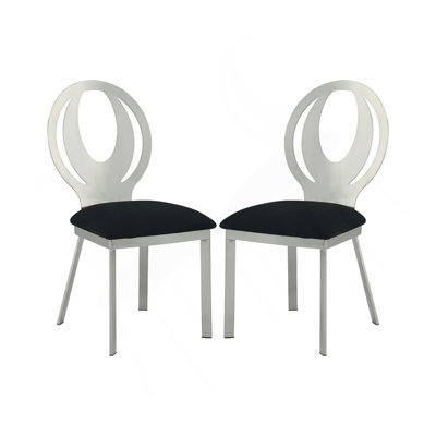 Ensemble de 2 chaises d'appoint en microfibre et en métal au fini argent et noir