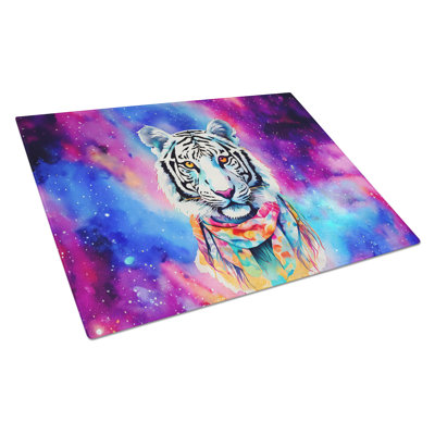Hippie Animal White Tiger Glass Cutting Board