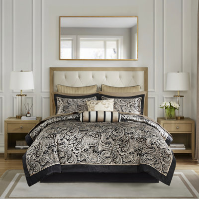 Édredon 12 pièces en draps de coton noir pour lit double - Une nuit de sommeil confortable