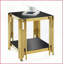 Table basse en acier inoxydable doré Glam - Plateau en verre trempé facile à nettoyer pour le salon et amp; Chambre à coucher-121048558-121048559