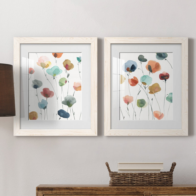 «Lollipop Garden I», ensemble de 2 impressions, Impression encadrée avec passe-partout, H 24 po x l 36 po, Blanc