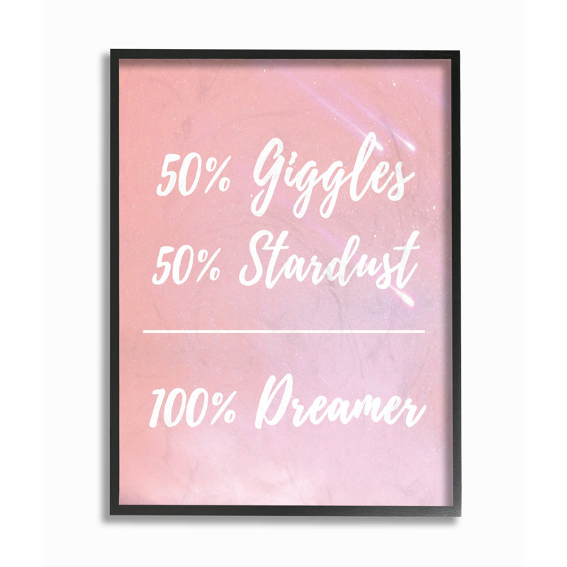 Art d’espace pour les rêves d’ambiance rose giggles stardust, H 11 po x l 14 po x P 1,5 po, Giclée encadrée noir minuit