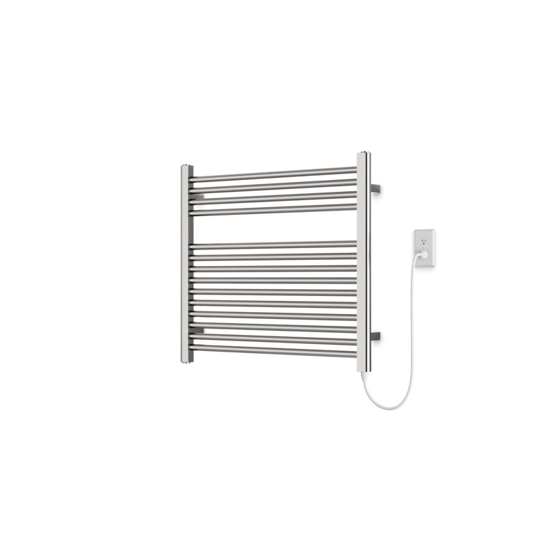 Denby Wall Mount Electric Towel Warmer, 27" H x 29.5" W x 5.19" D, Brushed Nickel