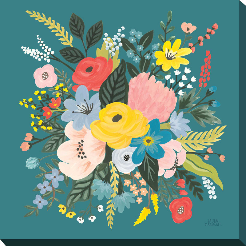 «Wild Garden VII» par Laura Marshall - Peinture, L 28 po x H 28 po, Toile tendue