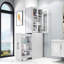 Armoire de rangement haute avec 4 tablettes coulissantes multifonctionnelles à 2 niveaux et 2 portes en verre, parfaite pour la cuisine, la salle à manger et le salon-495136511