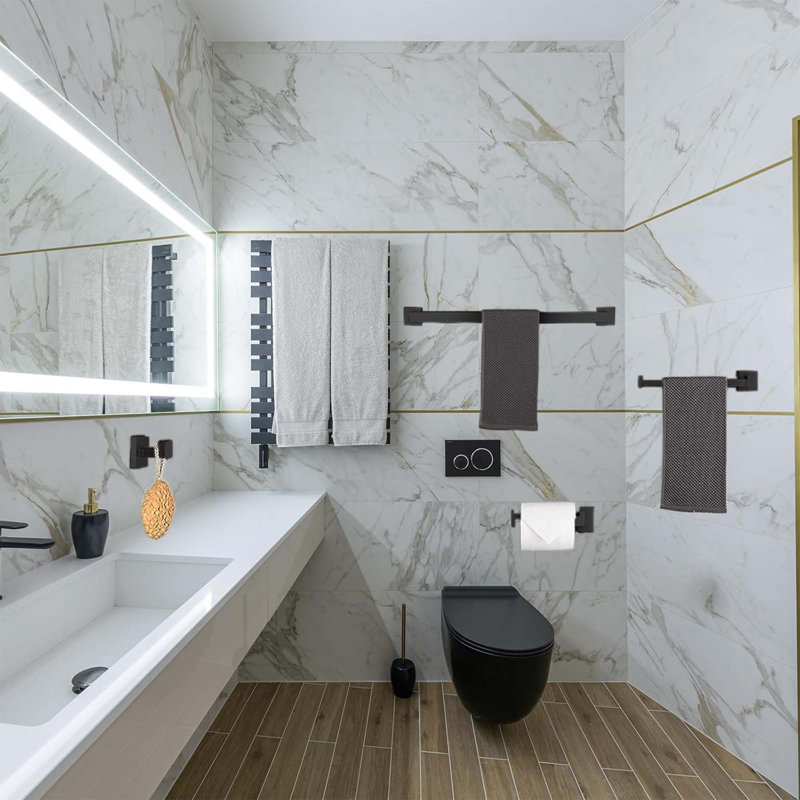4 - Piece Bathroom Hardware Set, Matte Black