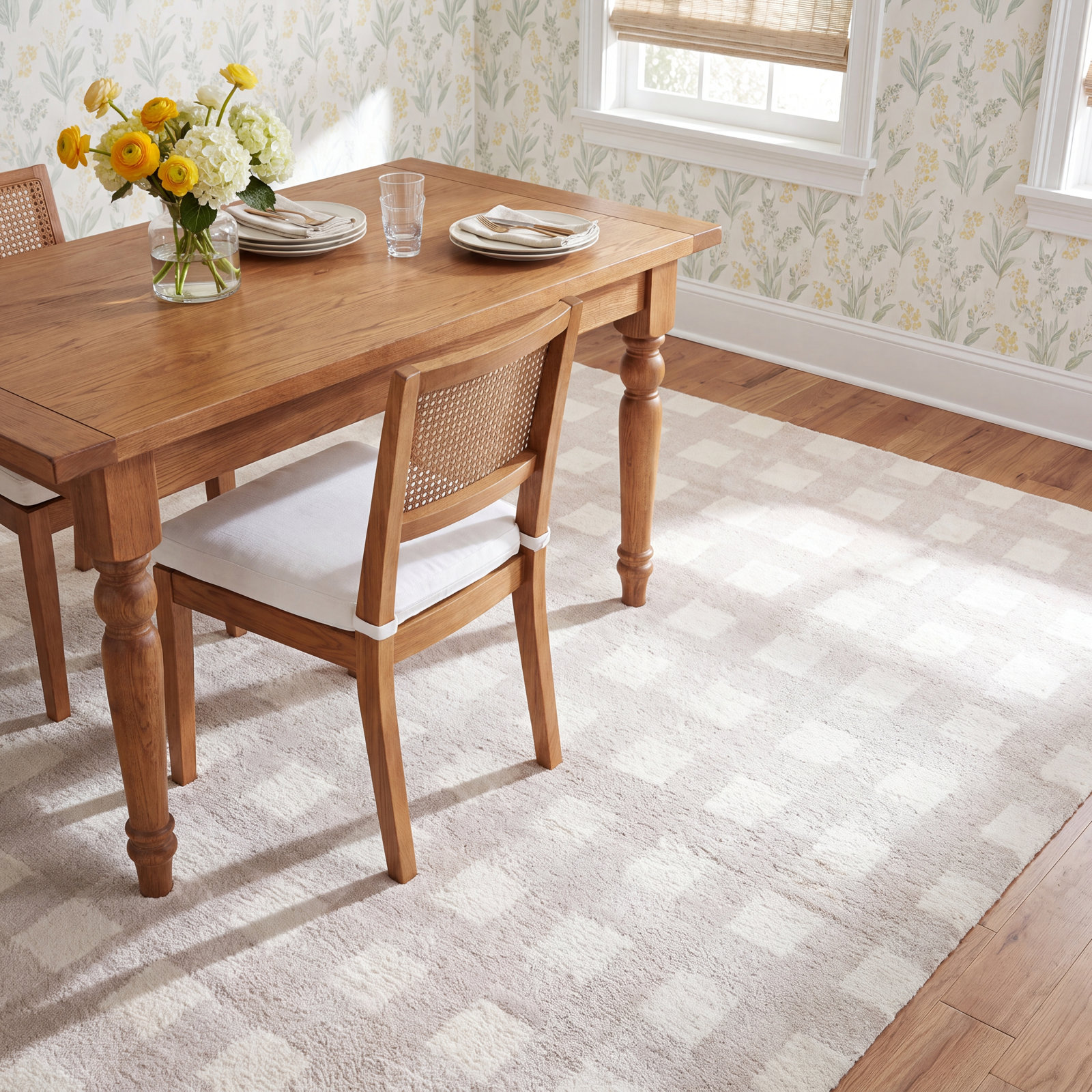Barclay Beige Washable Hand-Woven Plaid Rug, Rectangle 8' x 10'