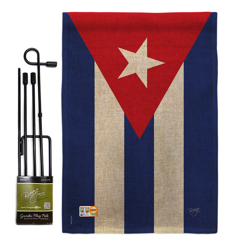 Cuba the world, expositions à 2 côtés en toile jute de 19 po x 13 po ensemble de drapeau