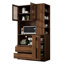 Grand garde-manger avec étagère de rangement coulissante multifonctionnelle à plusieurs niveaux, tablette latérale à 4 niveaux, 2 tiroirs, avec porte vitrée, cloche à nourriture autoportante avec support à micro-ondes pour salle à manger
