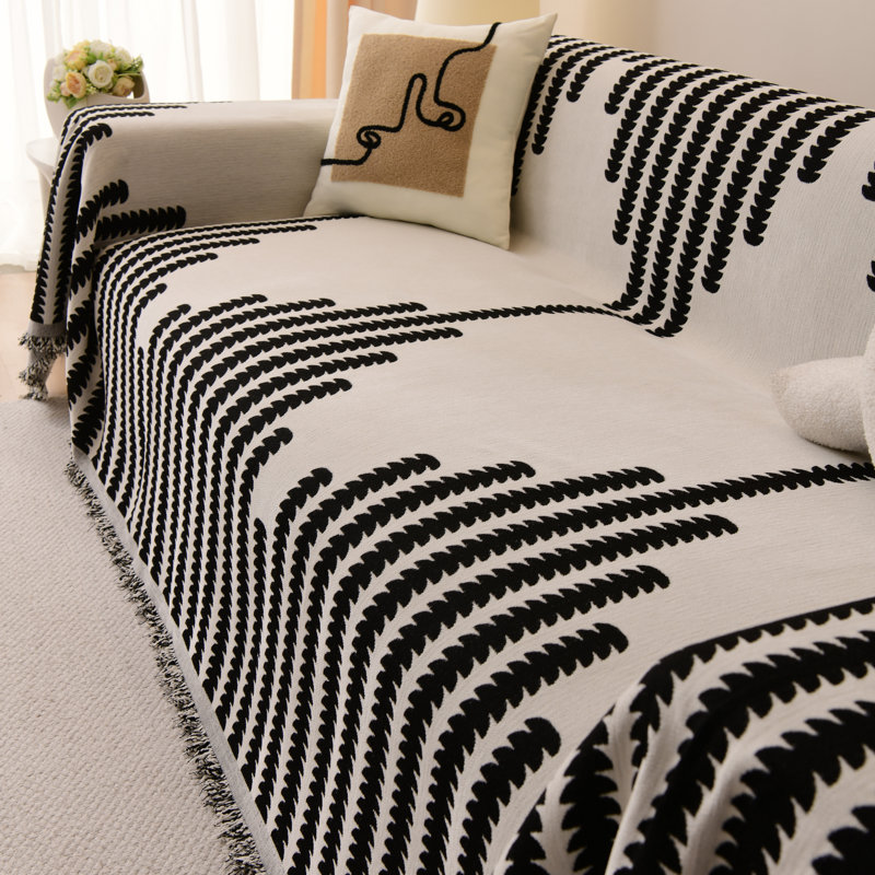 Housse pour canapé en chenille, Chenille noir, L 102 po x P 71 po