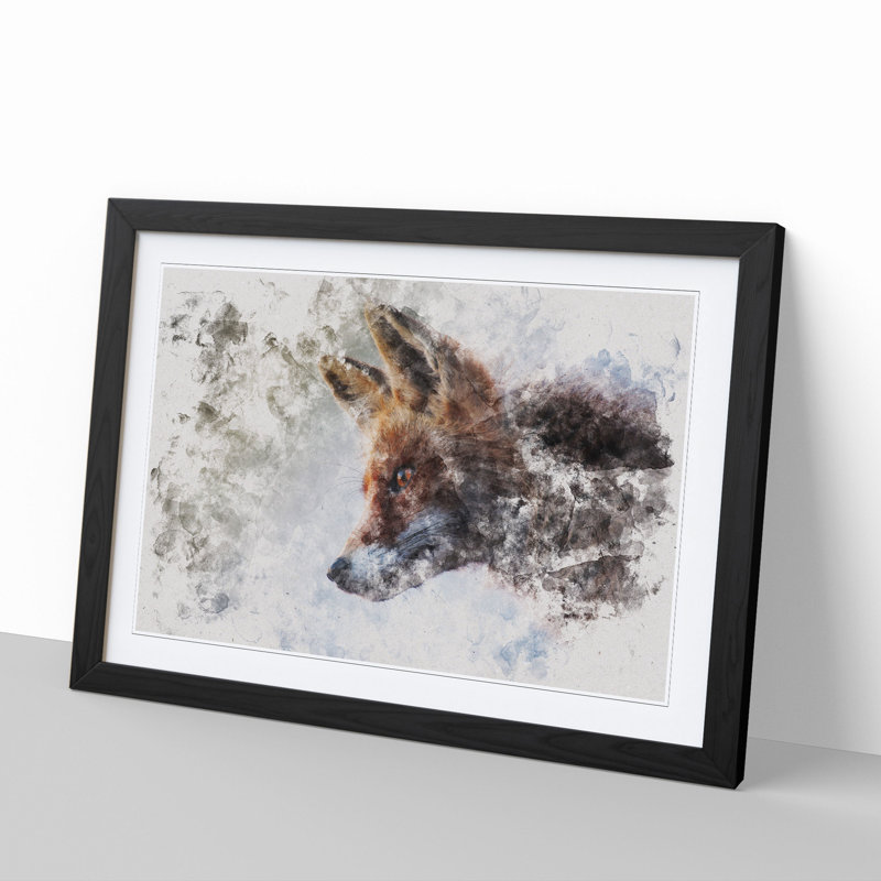 Red Fox Vol.5 - Picture Frame Painting, 48cm H x 65cm W x 2cm D, Black Framed