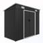 Abri métallique avec porte coulissante, trou de serrure et ventilations