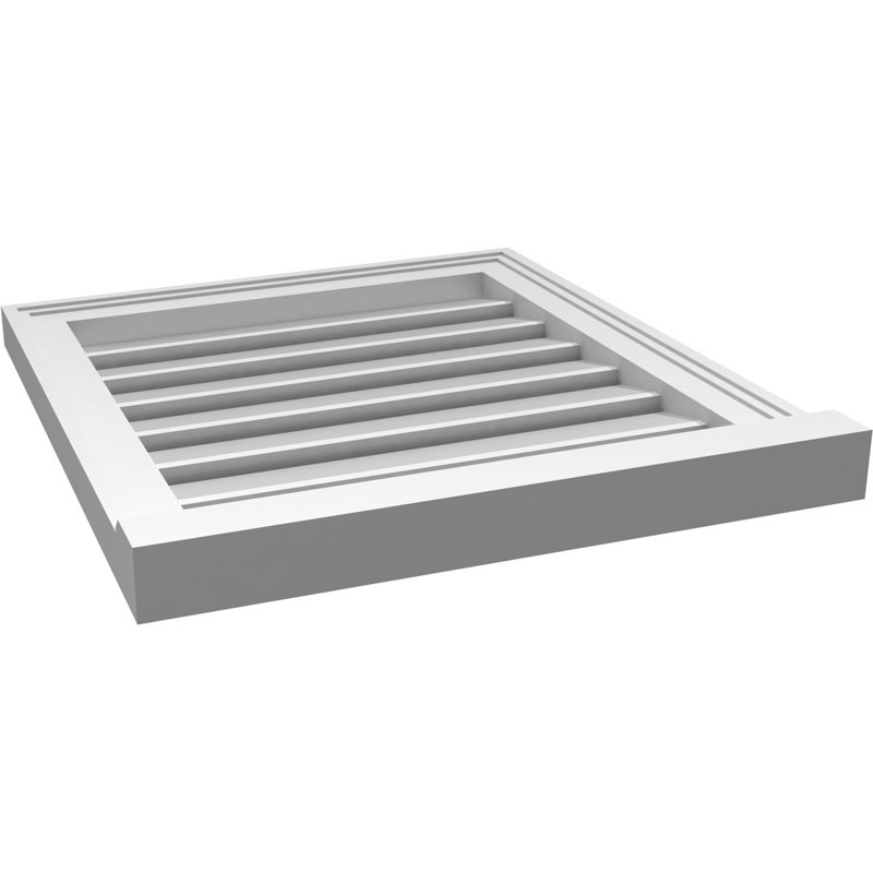 Évent à pignon fonctionnel en uréthane rectangulaire à fixation en surface, brun clair apprêté, H 22 po x l 20 po x P 2 po