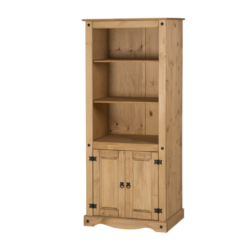 Recdo 170cm H x 75cm W Solid Wood Standard Bookcase, Antique Wax