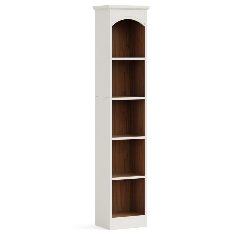 70.86" 5-Tier White & Oak Modern Slim Corner Cube Bookcase For Living Room, Office, Bedroom