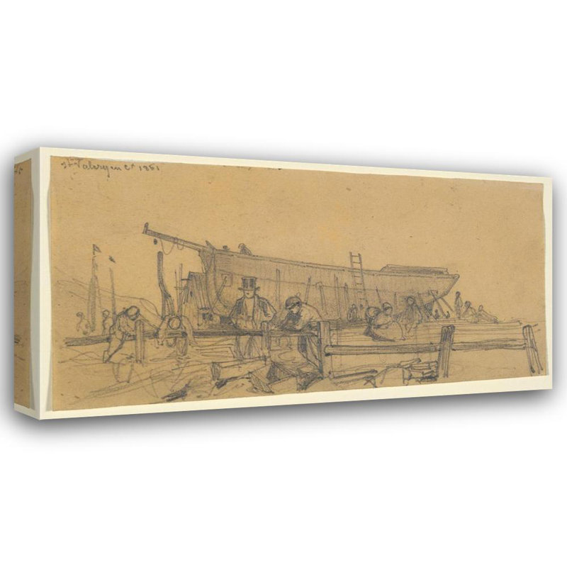 «Shipyard» par Émile Frederic Nicolle - Art sur toile tendue avec châssis, H 18 po x l 14 po