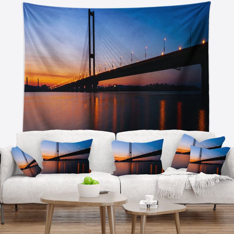 Tapisserie panoramique paysage urbain du pont sud, H 78 po x l 92 po