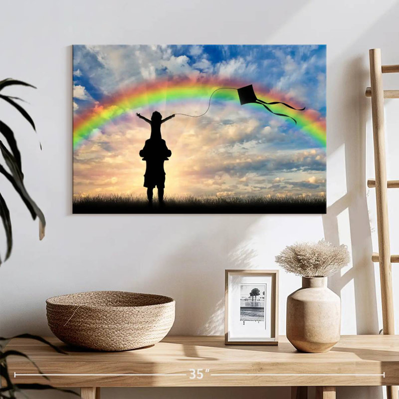 Alvord Dad And Child Under A Rainbow, H 24 po x l 36 po