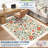 Floral Beige Rugs for Living Room Bedroom 8x10 Farmhouse Washable Area Rugs Soft Stain Resistant Carpet Non Slip Non-Shedding Low-Pile Large Carpet for Home Office Decor-526499240