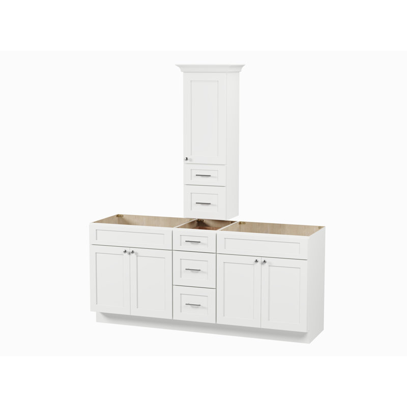 Ensemble de meuble-lavabo double 75 po avec comptoir Disar, Blanc