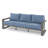 Adden Hand-Painted Aluminum Outdoor Sofa Chair With Blue Cushions-122591364