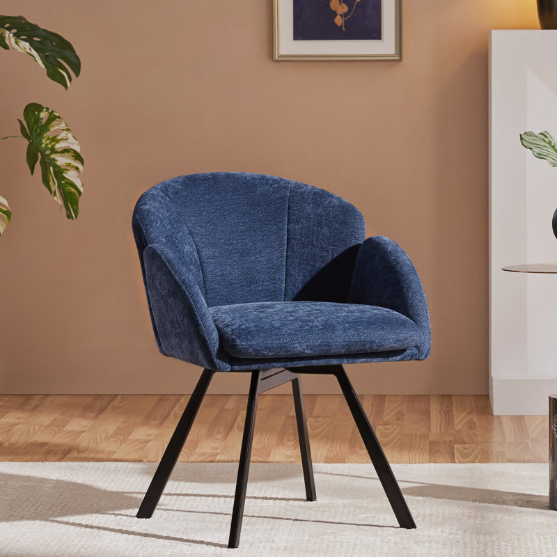  Fauteuil d'appoint pivotant en chenille fleur, Polyester bleu