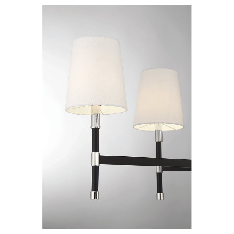Lustre linéaire à 6 lumières Timiki en noir mat avec accents laiton chaleureux, Noir