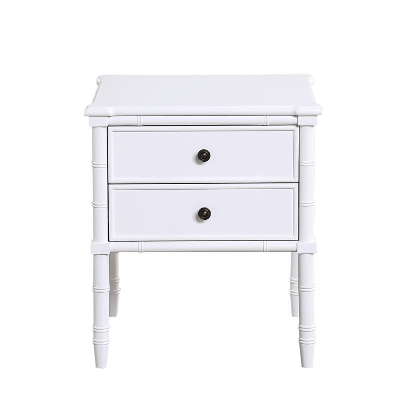 Table de chevet 2 tiroirs Emmett, Blanc