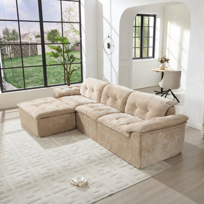Boneless Modern Chenille Sofa LoveSeat