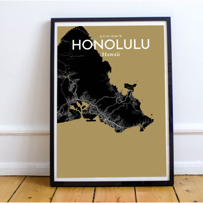 Honolulu City Map - No Frame Print