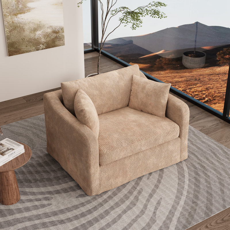 Fauteuil d'appoint rembourré surdimensionné 45,1 po, Blé