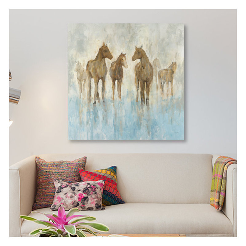 «Horses», reproduction sur toile, H 48 po x l 48 po x P 1,5 po, Pas de tapis, Toile tendue